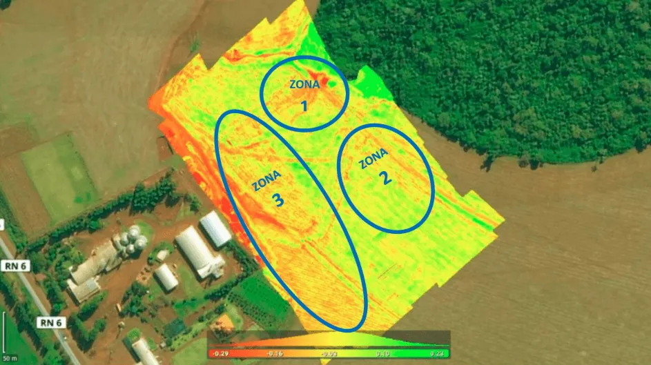 Fertilizer recommendation map for a wheat field in Paraguay