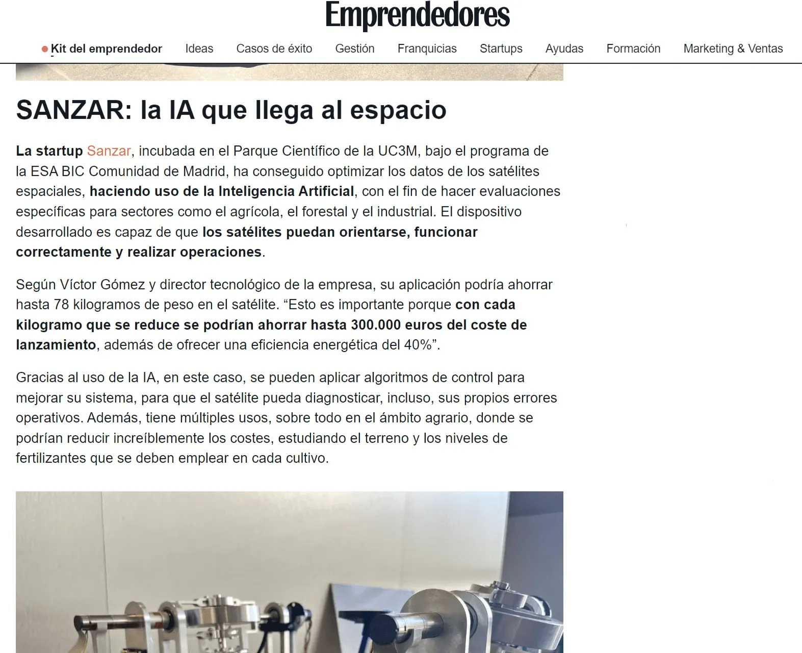 Sanzar Group featured in Emprendedores magazine